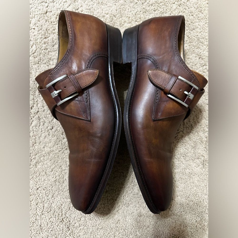 Men's Magnanni Marco II Monk Strap Leather Dress Shoes - Picture 5 of 10